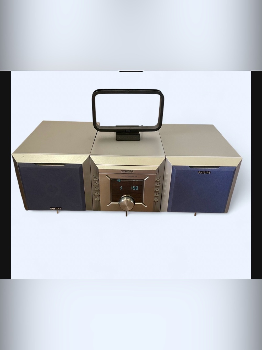 Philips Silver and Navy Portable Stereo System with Handle